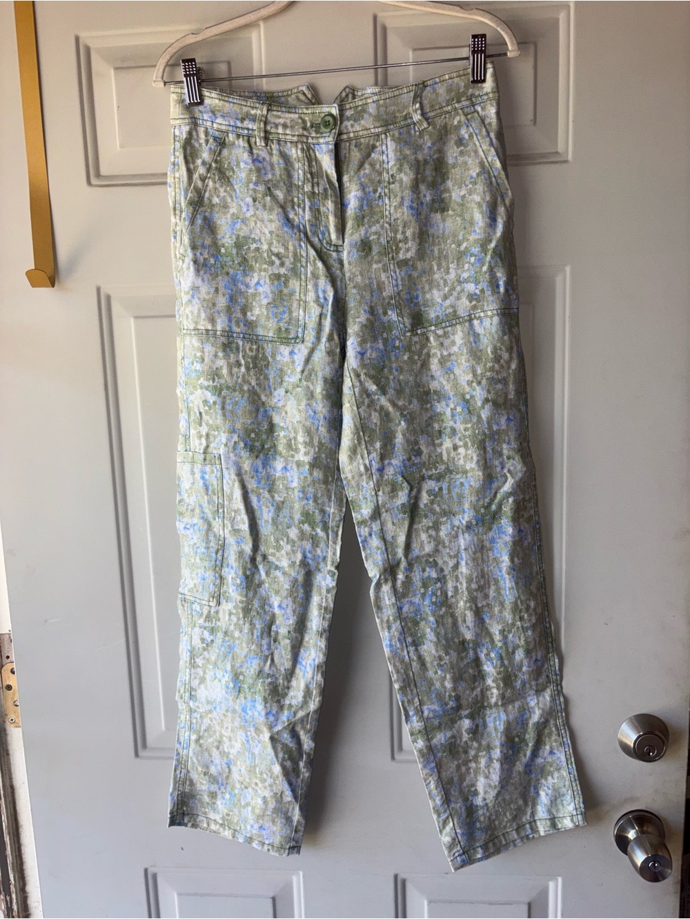 J. Crew X Cassi Namoda abstract floral linen pants size 2